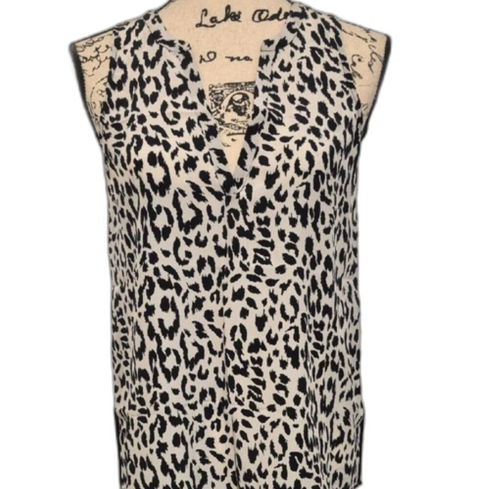Joie Corette Silk Leopard Print Tank Top XS Sheer Back Sleeveless Blouse